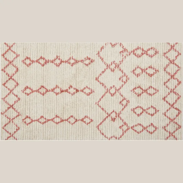 Beliani BUXAR - Laagpolig vloerkleed - Beige - Katoen