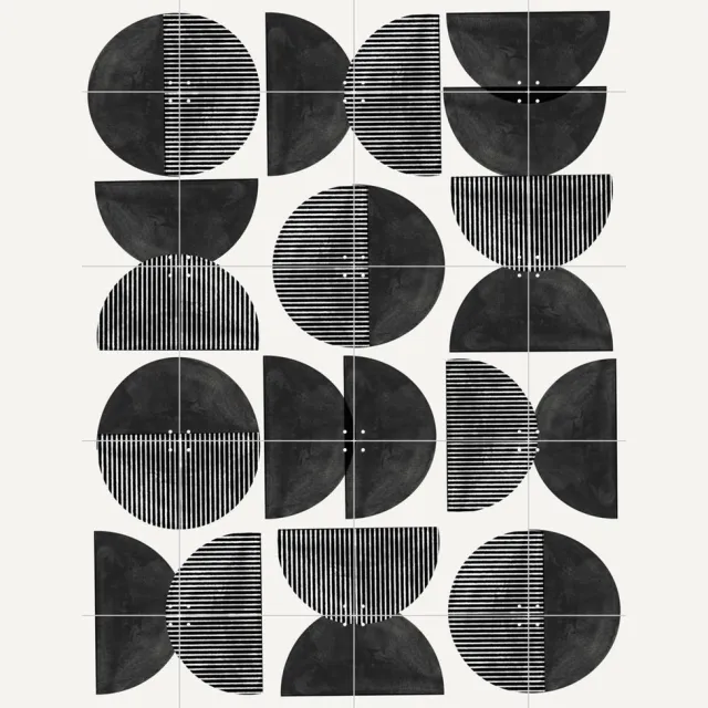 IXXI Midcentury Geometric, The Miuus Studio & Various - 80 x 100 cm - Grote wanddecoratie en posters - Abstract, Grafisch Ontwerp, Geometrische Kunst Monochroom / Zwart / Lichte tinten / Zwart en wit