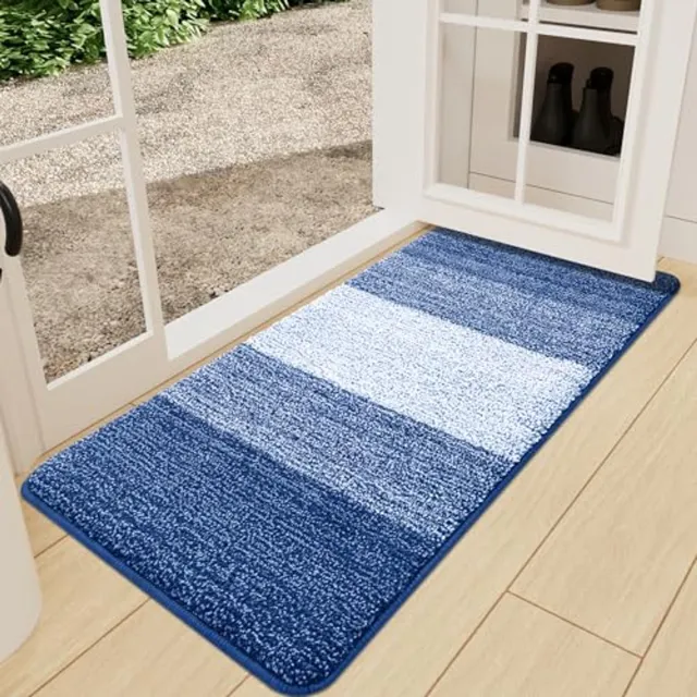 Homaxy Deurmat - Deurmat Antislip - Deurmat Binnen - Droogloopmat - Schoonloopmat - 61X120 cm - Marineblauw