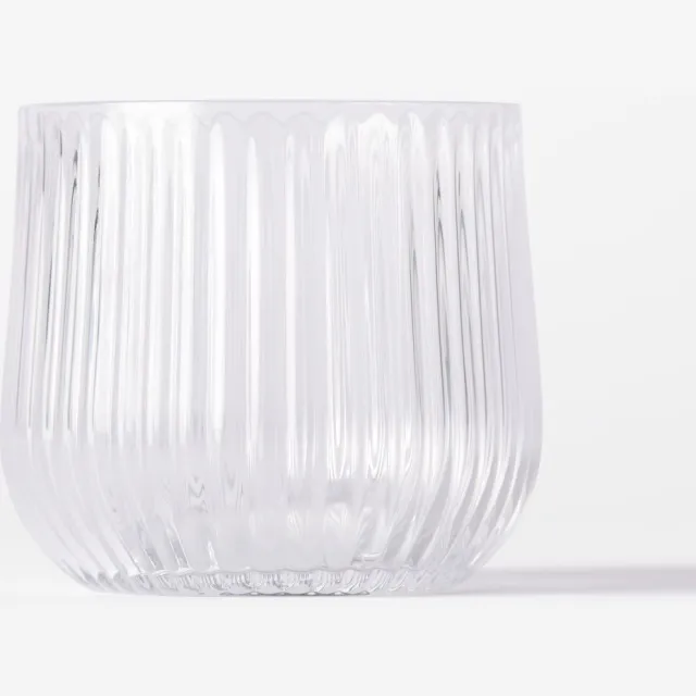 HEMA Theelichthouder ⌀10x8cm Bink glas ribbel transparant (transparant)