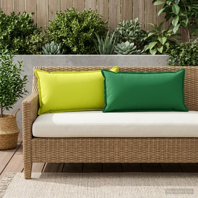 vidaXL Plaid kussen 2 st HOUTEN Groen 40 x 70 cm Polyester