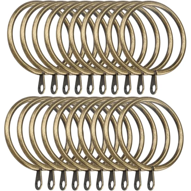 Famanu 20 metalen gordijnringen met 45 mm binnendiameter, decoratieve gordijnringen met haken en ogen, antiek brons, geschikt voor gordijnroedes in huis