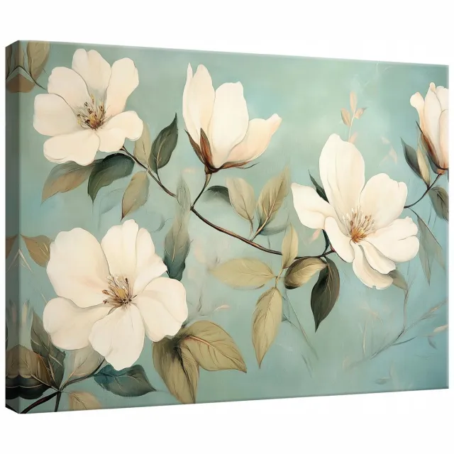WALLARENA Canvas schilderij - 100x70 cm - moderne bloemen voor slaapkamer, woonkamer en keuken multikleurig