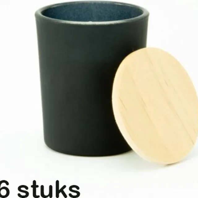 elaut products bvba 6 stuks geurkaarsjes met houten deksel - kleur zwart