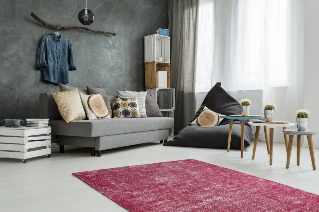 Padiro stijlvol laagpolig vloerkleed 160 x 230 cm - terracotta - modern effen ontwerp - gemêleerd - voor vloerverwarming - van polyester en katoen oranje