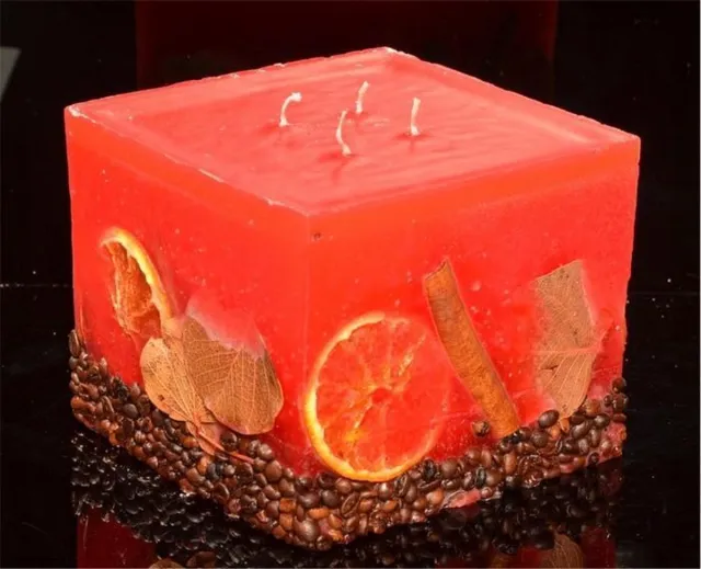 MilaNNE Fruit Kaars Vierkant Groot ROOD, 4 PITTEN H:11,5 cm