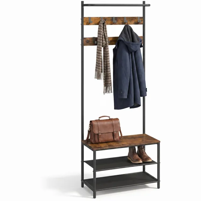 AIverig Kapstok met Schoenenrek en Zitbank - Bruin - 64 cm Vintage bruin