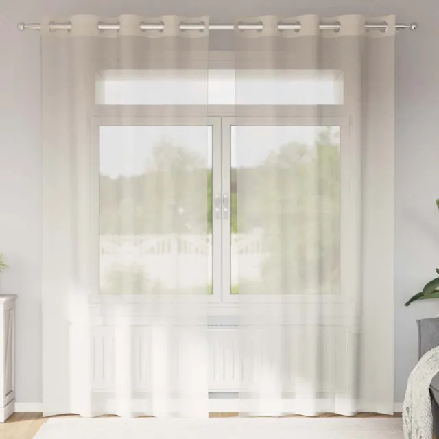 vidaXL Gordijnen voile met doorvoertules 2 st 140x245 cm crèmekleurig