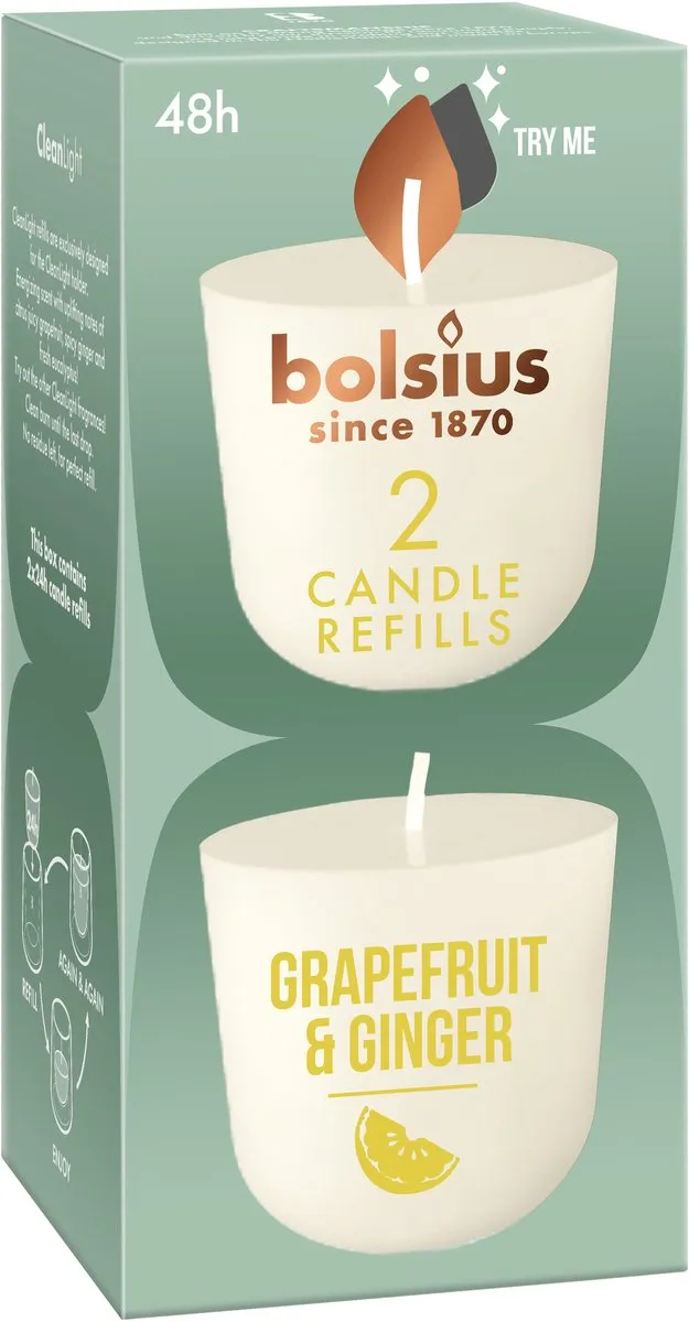Bolsius Geurkaars Navulling Grapefruit & Ginger Geel