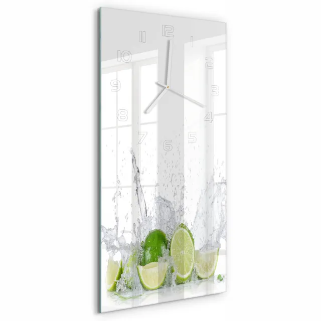 TULUP Wandklok - Calciumcarbonaat Glazen Klok Met Print - 30x60 cm - Groente Wandklok Glas Met Motief - Witte handen - Rechthoekige Klok - Wandklok Glas Decoratie - Gekleurde Glazen Klok