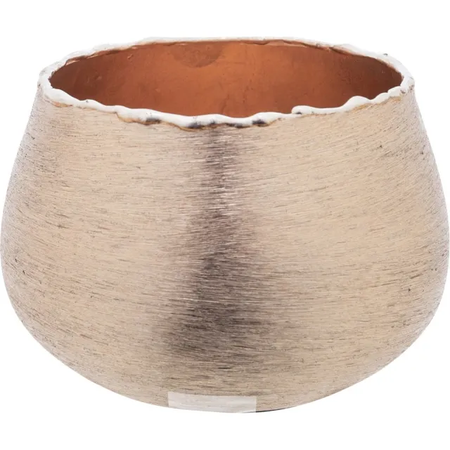 Cosy @ Home Waxinelichthouder - rose goud - aluminium - 10 cm - Waxinelichtjeshouder van metaal Goudkleurig