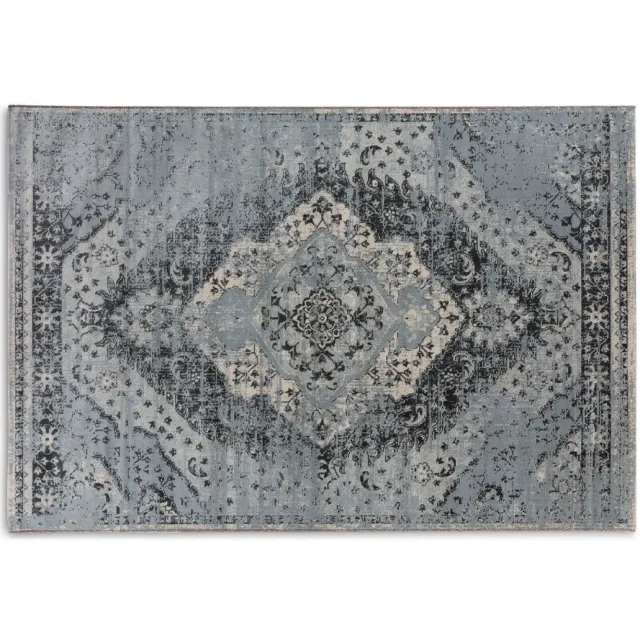 Lifa-Living LIFA LIVING Vintage Vloerkleed, Blauw en Lichtblauw Tapijt, Oosters Vloerkleed voor Woonkamer, Slaapkamer, 133 x 200 cm Blauw/Lichtblauw