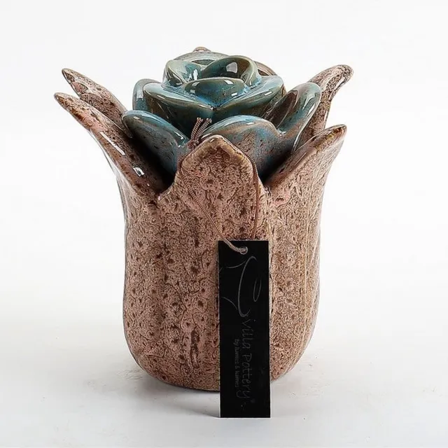 Villa Pottery Lilou vaas Roze Blauw 21 x 20.5 x 21 wit