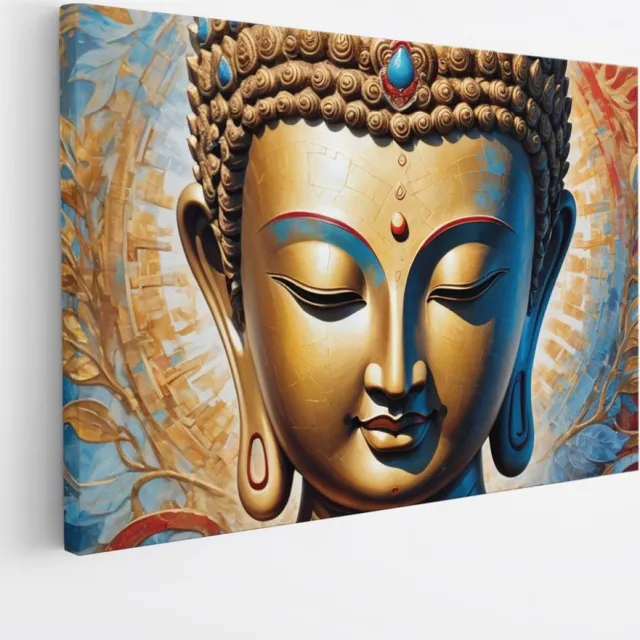 Saammp Canvas Schilderij - Boeddha - Kleurrijk - 30x20 - Foto op canvas - Wanddecoratie - Muurdecoratie Woonkamer - Canvas schilderijen Multicolor