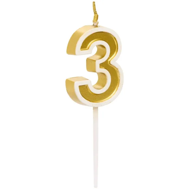 5 Five Simply Smart Verjaardagskaars met het cijfer 3 VERJAARDAG Or