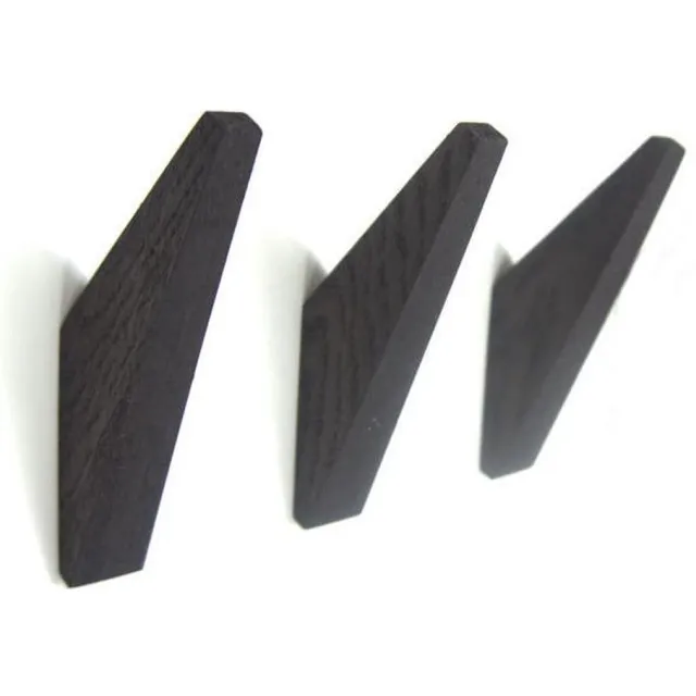 RHOOTZ 3 stuks - kapstok haken - zwart - eiken - model "TUSK"