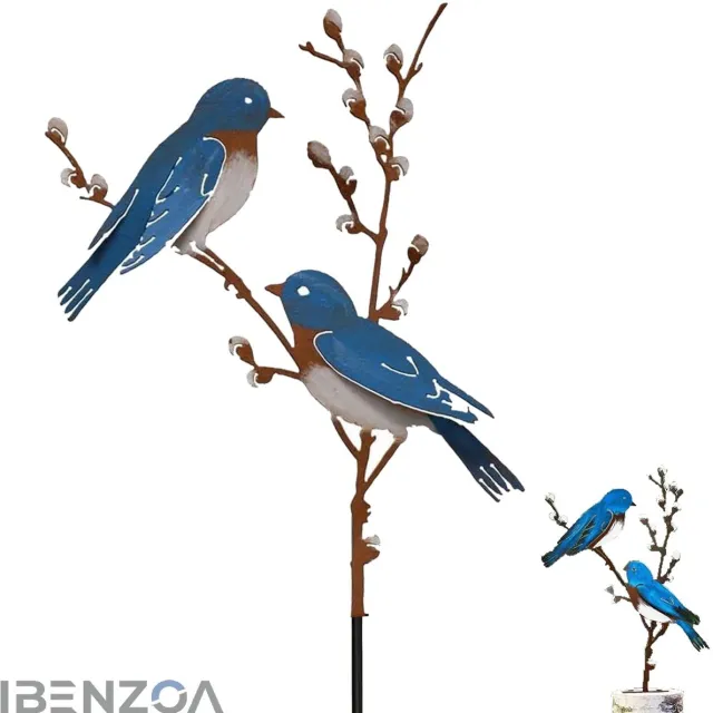 Ibenzoa Tuinsteker - Hoogwaardig Metaal - Blauw - Vogel Motief