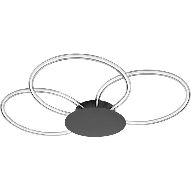 Osram Decor Aura plafondlamp van gebogen polycarbonaat met LED en filament design, 21 W, 2200 lm, 3000 K, 830 warm wit, klikdimbaar, donkergrijs, kunststof (PC), IP20