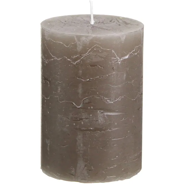 Viana Bruine pilaarkaarsen, effen kleur, 70x100mm, set van 4, rustieke decor