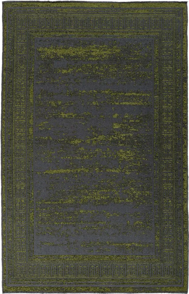 Padiro elegant laagpolig vloerkleed 80 x 150 cm - groen - vintageontwerp - gemêleerd - voor vloerverwarming - van polyester en katoen