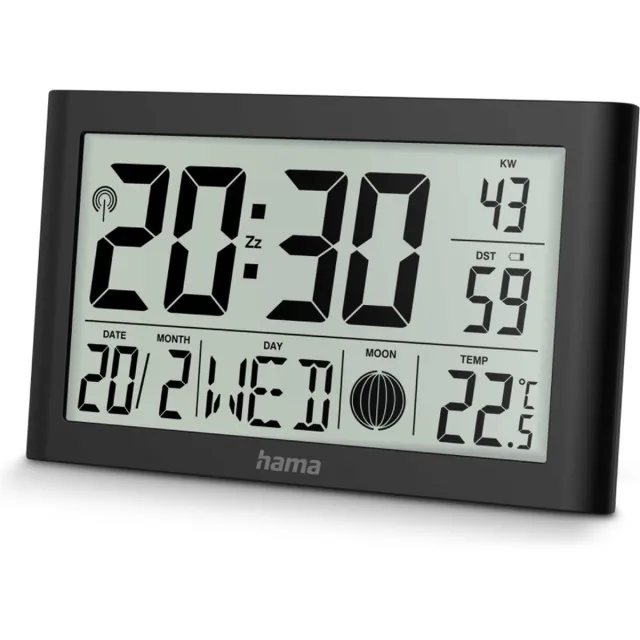 Hama wandklok- Martinique- Radiogestuurd - thermo-/ hygrometer- Zwart