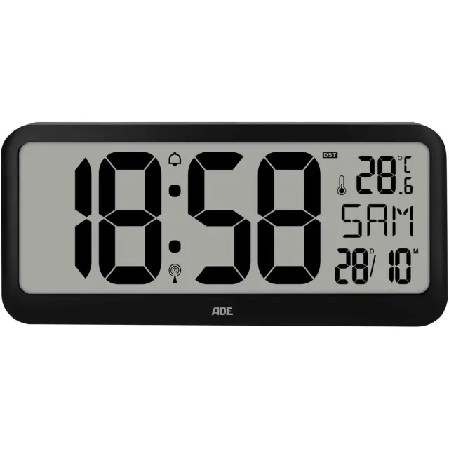 ADE Digitale Xl Klok Met Xxl-cijfers Radiogestuurd - Incl. 4x Aa Zwart