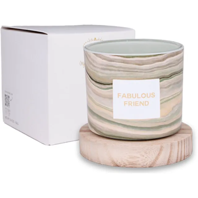 My Flame Lifestyle MY FLAME - Buitenkaars - FABULOUS FRIEND - Geur: Bella Citronella - Afmetingen: 9x9 cm - 50 branduren Beige marmer