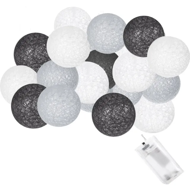 springos Lichtsnoer | Lichtslinger | Fairy Lights | 2 m | 10 LED | Grijs/Wit/Zwart