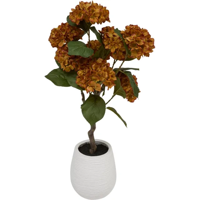 Atmosphera Kunstplant Hortensia met keramische pot - Ø40xH100cm - Amber Wit
