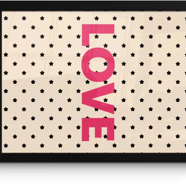 FrameYourWall Poster in lijst - Fotolijst 40x30 cm - Posters - Love - Stippen - Roze - Posterlijst zwart - Decoratie - Wanddecoratie woonkamer - Muurdecoratie slaapkamer
