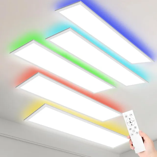 Oraymin LED Plafondlamp 120x30 cm - 40W 4400LM - Instelbaar Licht RGB - Woonkamer Keuken - Set van 5 Wit
