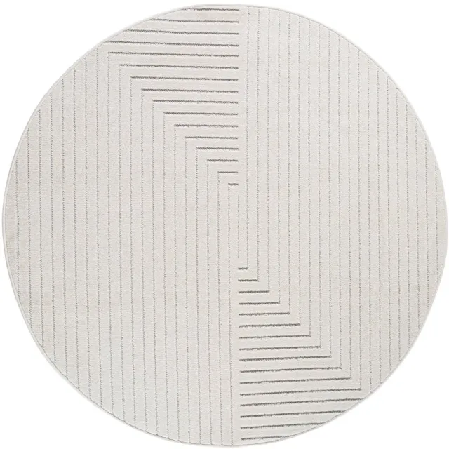 Dutch XXL Rond Scandinavisch Vloerkleed | Tapijt | Nova | Labyrint | Crème | 80x80 cm