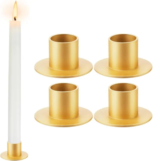 QTTVBTNA Kandelaars - Ijzer kaarsenhouders - Decoratie voor feest, woonkamer, bruiloft, romantische diner - Geschikt voor kaarsen met een diameter tot 2,2 cm - Goud- 4 stuks