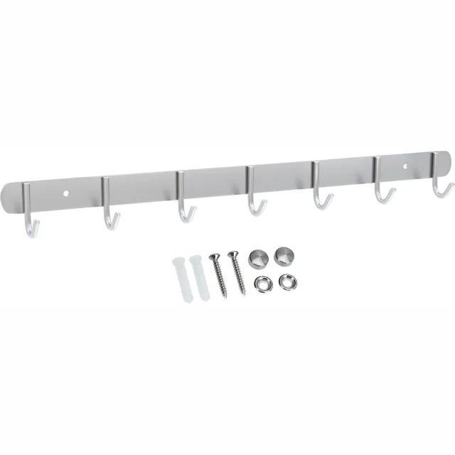 Intirilife roestvrijstalen kapstok model E - 7 haken - jashaken kapstok in 5 verschillende designs Zilver