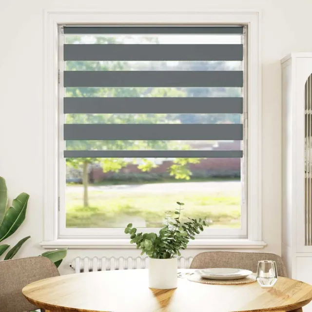 vidaXL Zebra rolgordijn 100x150 cm stofbreedte 95,9 cm donkergrijs