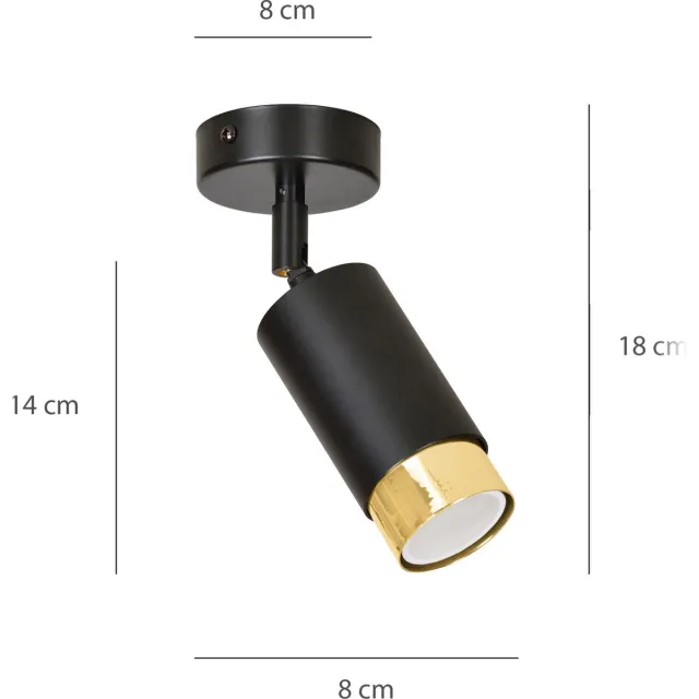 Emibig Boras zwart met goud afwerking plafondspot richtbaar GU10 - Perfecte verlichting voor elke ruimte Zwartachtig, Goud