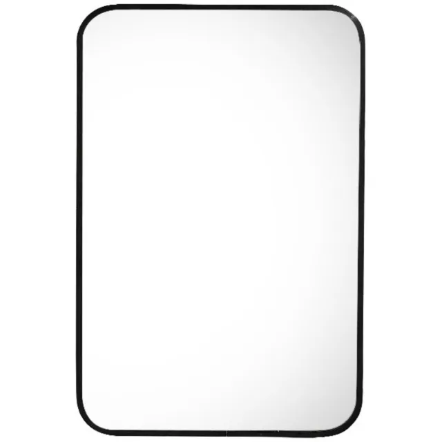 LUXALIVING spiegel - wandspiegel 60x90 cm – Rechthoekige Spiegel met Zwarte Metalen Rand – Modern Design met Afgeronde Hoeken