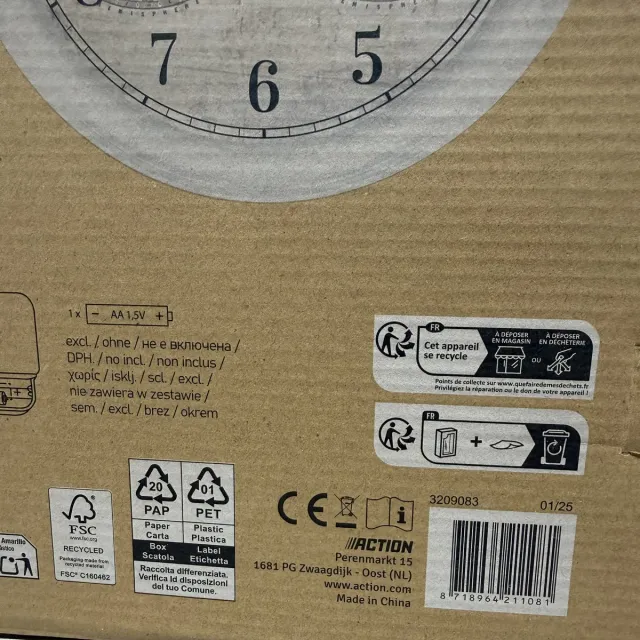 ZD Trading Vintage Wereldkaart Wandklok – Wit – Ø38,5 cm – Klassieke Decoratieve Muurklok voor Woonkamer