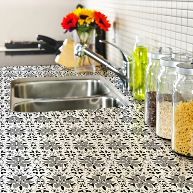 Ambiance Sticker Zelfklevende tegelmuurstickers voor keuken en badkamer - 60 cementtegelstickers voor meubels en badkamers - 60 stickers 20x20cm Multi color