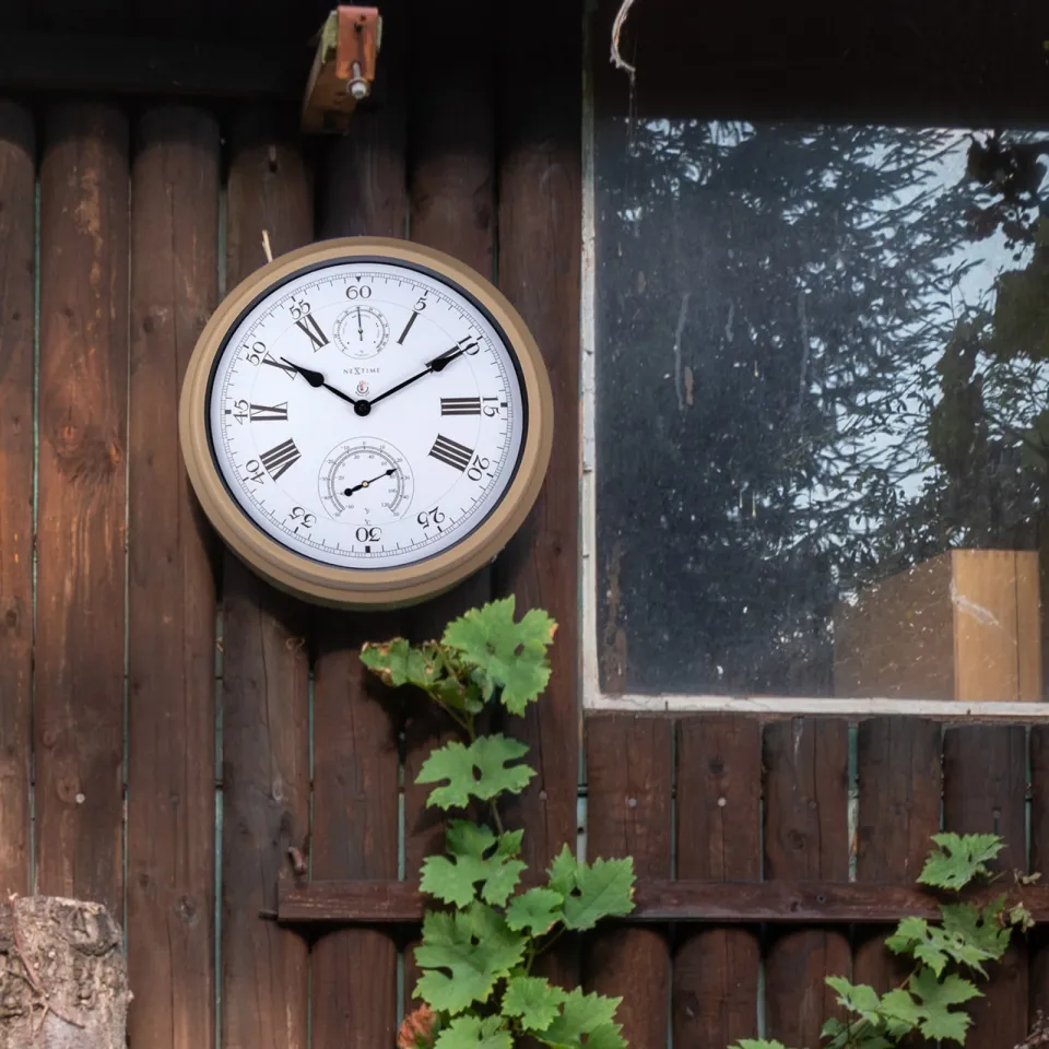 NeXtime Weerstation - Wandklok - 40,5 cm - Metaal - Hyacint bruin, foto 4