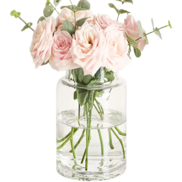 Imperatoris Glazen Vazen / Glazen Flessen – Mini Decoratieve Vaas Flesjes – Helder Glas – Inclusief Strik – 15 x 15 x 23 cm – Transparant