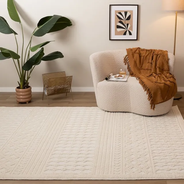 Fraai Wasbaar vloerkleed - Dunya Geo Wit - 160x230cm