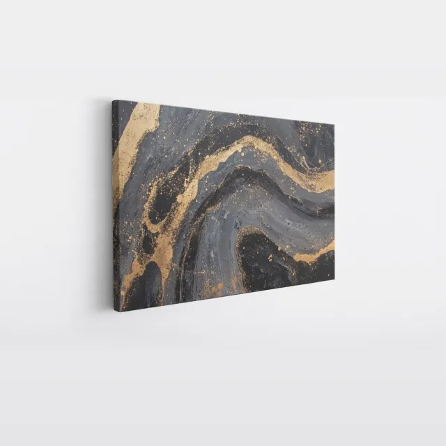 Saammp Canvas Schilderij - Grijs marmer - Dynamisch - Abstract kunstwerk - 100x75 - Foto op canvas - Wanddecoratie - Muurdecoratie Woonkamer - Slaapkamer decoratie - Canvas Print Multicolor