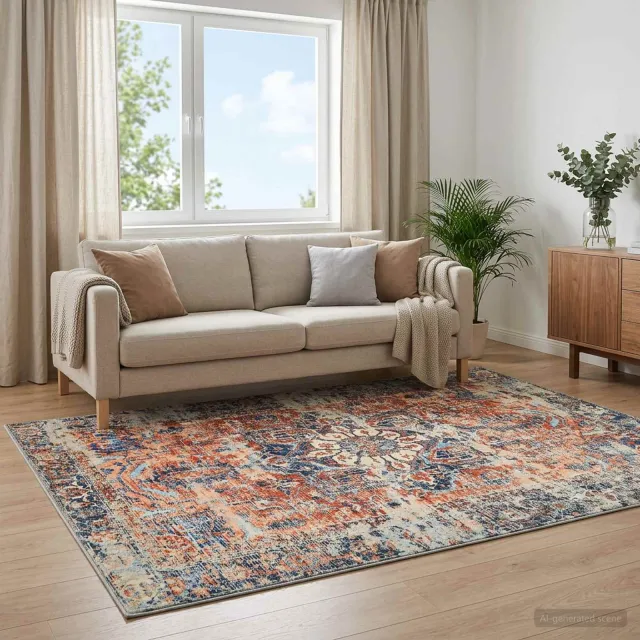 vidaXL Vloerkleed ORIZ Oranje 140 x 200 cm 100% polyester, foto 2