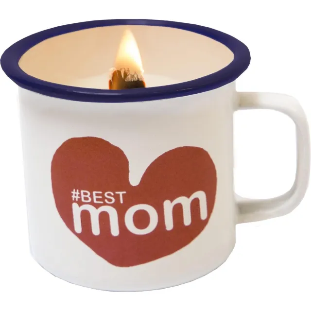 JOYIN SOJAKAARS IN EMAILLE BEKER (8X8CM) "BEST MOM" (BESTE MOEDER) - JOYIN wit