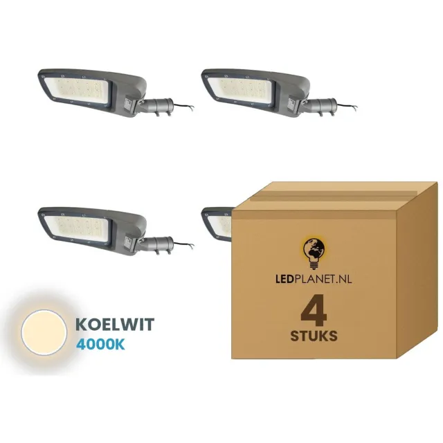 Tsong LED Straatverlichting 150W 25500lm - Koelwit 4000K - IP66 - 4 stuks - 230V
