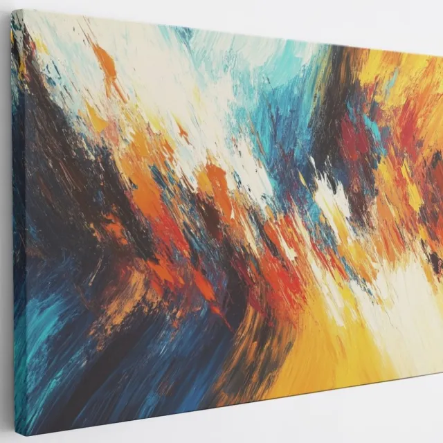Saammp Canvas Schilderij -Kleurrijke groffe strepen - Abstract kunstwerk - 30x20 - Foto op canvas - Wanddecoratie - Muurdecoratie Woonkamer - Slaapkamer decoratie - Canvas Print Multicolor