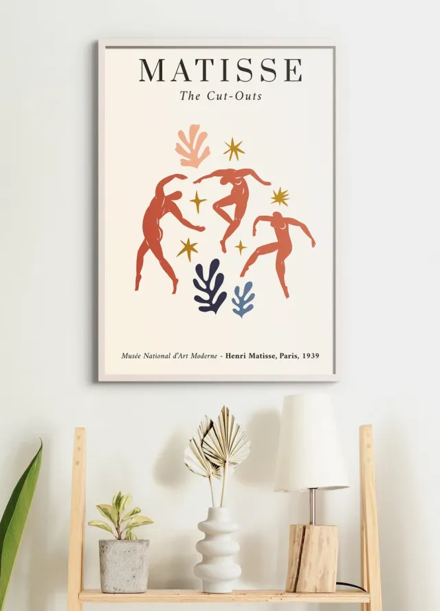 Esque Poster In Witte Lijst - Henri Matisse - 'The Dance' - Abstracte Kunst Print - Cut Outs - 70x50 cm - Collage