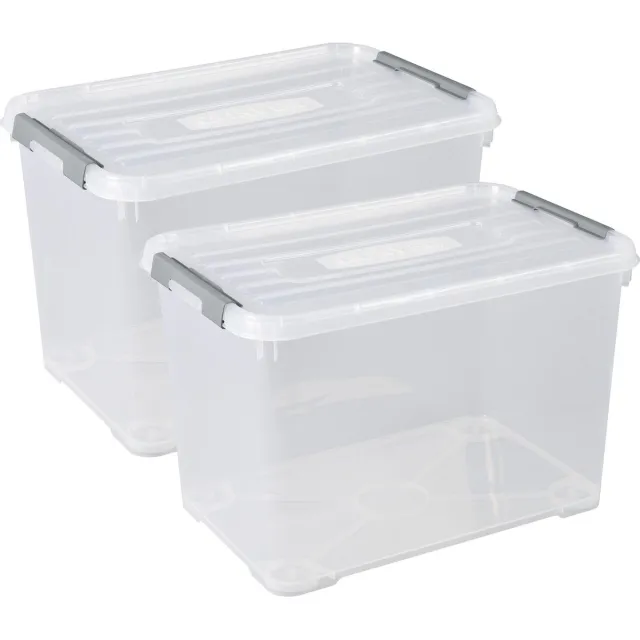 Curver Handy+ Opbergbox - 65L - 2 stuks - Transparant met deksel