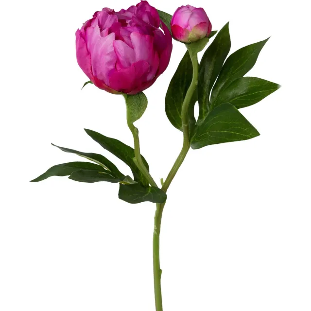 Flourify , Pioenroos - 7 stuks - kunstbloem - kunstplant - paars/roze/groen - 46 cm